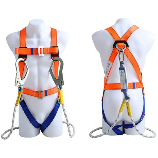 CE Standard High Quality Fall Safe Protection 5 Points Adjustable Full Body Rescue Climbing Safety Harness Belt with D Ring